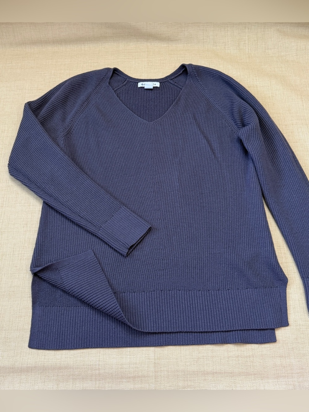 Athleta Merino Wool Blend 'Hanover' Rib Knit V-Neck Sweater